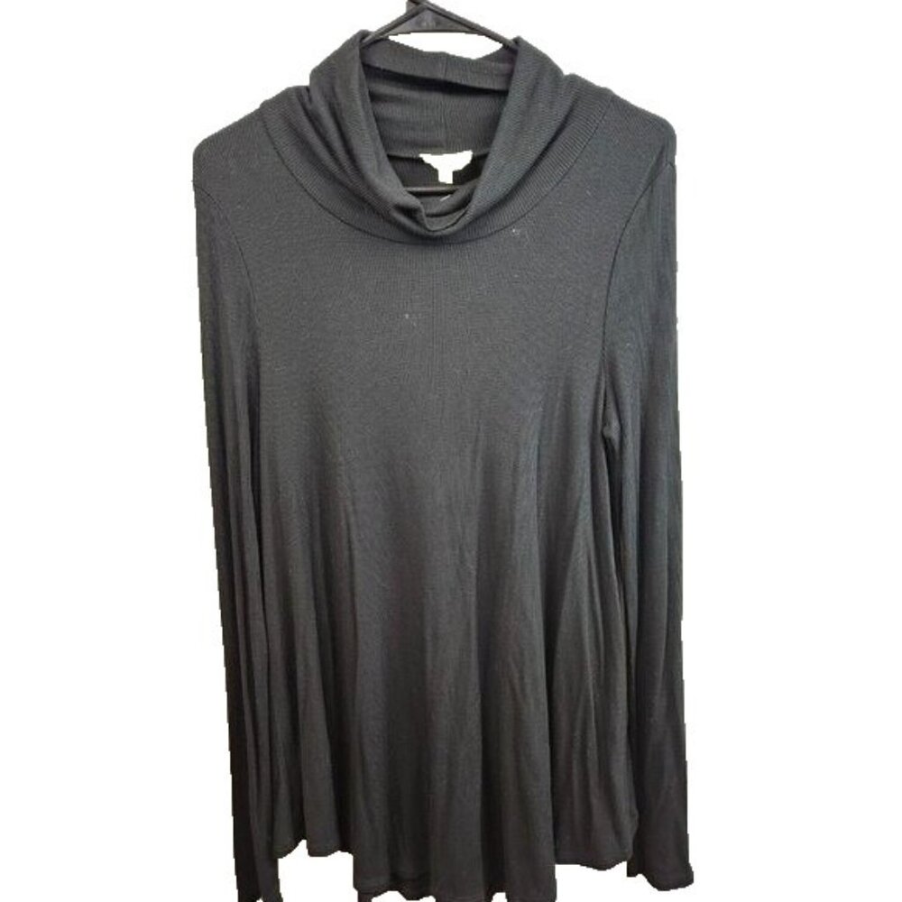 Anthropologie Deletta Tunic Top Womens Small Black Cowl Neck BOHO Long Sleeve